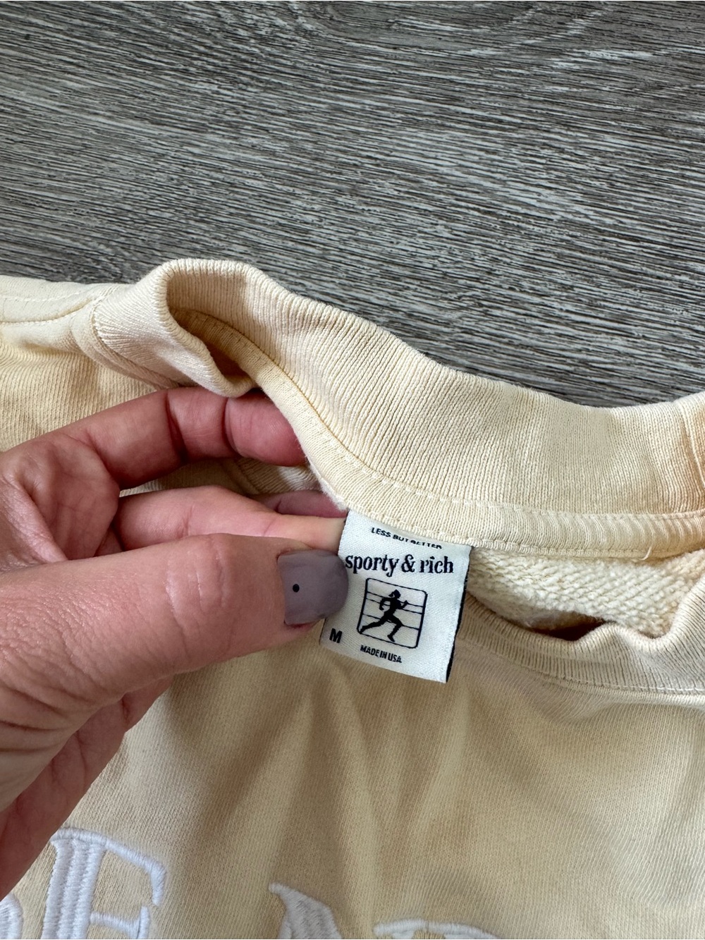 Sporty & Rich Be Nice Graphic Sweatshirt Cream Oversized Crewneck Size M - Picture 5 of 8